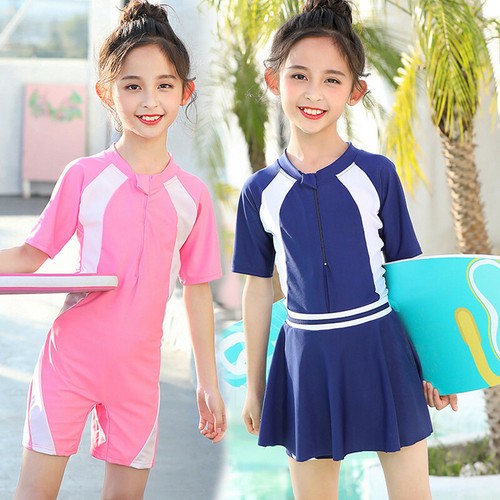 Girls One Piece Swimsuit 2 in 1 Swimwear with Skirt for Kids Bathing Suits - Afbeelding 1 van 11