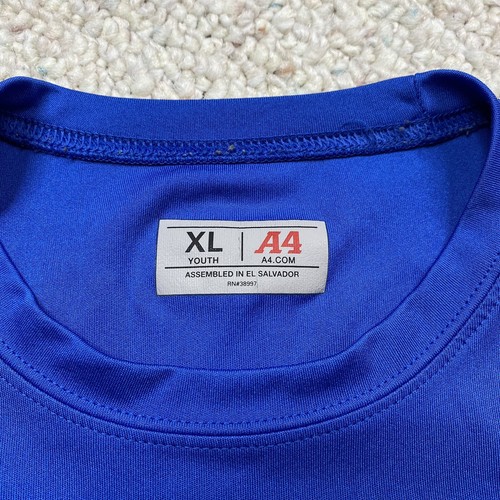 A4 Boys Active Top sz XL Light Blue Long Sleeve Crew Neck Hampshire United  - Picture 3 of 11