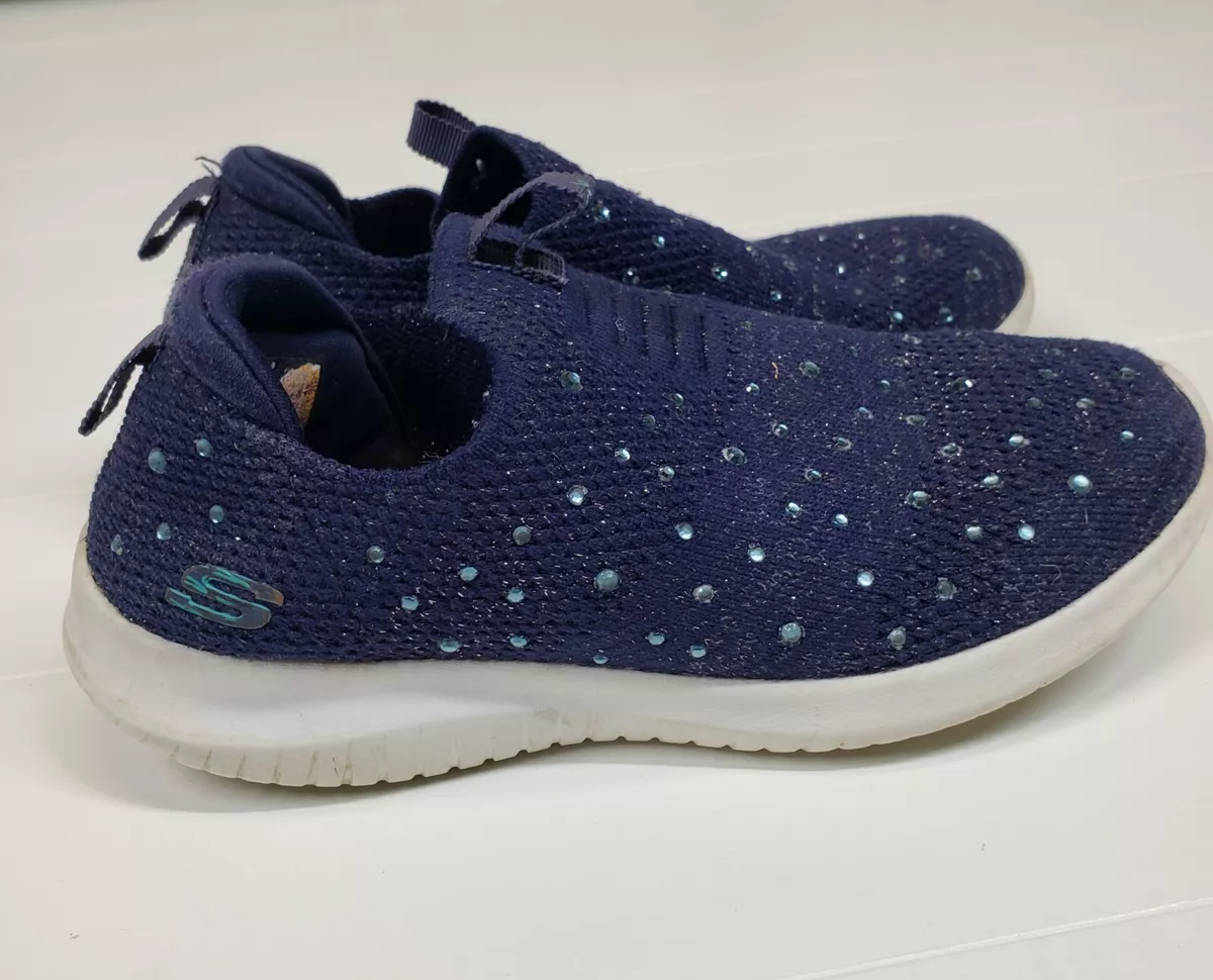 Sketchers Girls Navy Blue Rhinestone Slip On Sneakers Size 13.5 eBay