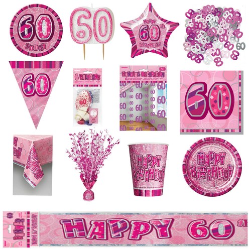 Pink Glitz Birthday Tableware Ages 13-60 Party Supplies Plates Banners Candle - Picture 77 of 91