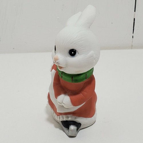 Figura Homco De Colección 5305 Niña Conejito Patinaje sobre Hielo Invierno 4" Lindo Conejo Blanco - Imagen 2 de 8
