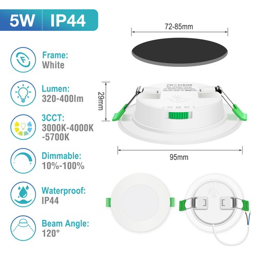 6er LED Einbaustrahler IP65 Einbau Dimmbar 3CCT Deckenleuchte Ultra Flach Lampe - Bild 17 von 24