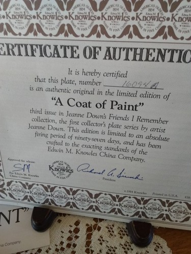 Jeanne Down's 1985 "A Coat of Paint" Friends I Remember Collector Plate - Picture 5 of 5