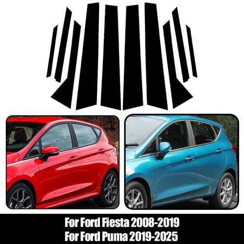 Fit For Ford Fiesta 2008-2019 Glossy Black Pillar Post 10pcs Window Door Trim - Picture 15 of 15
