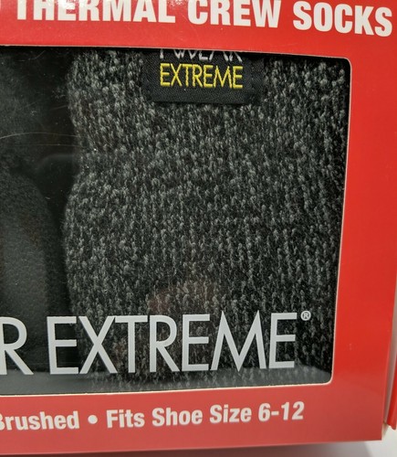 Polar Extreme Men's 2 Pair Thermal insulated Fleece Crew Socks Black Charcoal - Picture 7 of 8