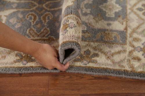 Handmade Gray/ Ivory Oushak Oriental Runner Rug 2' 8" x 8' 0" Hallway Carpet - Picture 15 of 17
