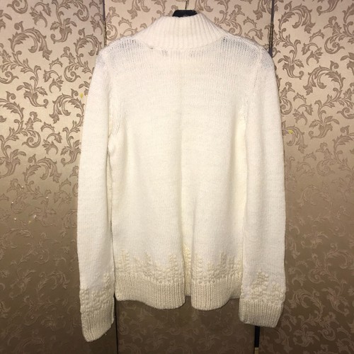 Anthropologie Sleeping on Snow Ivory Embroidered Funnel Neck Sweater Size Medium - Picture 5 of 5