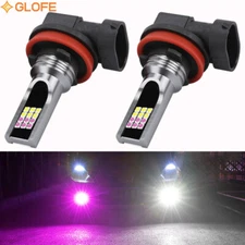 GLOFE Strobe Flash 24LED H11 H8 White & Pink Purple Fog Light Bulbs Driving DRL