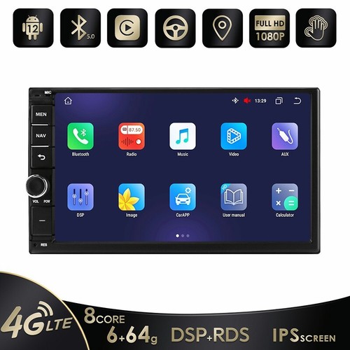 GPS Navigation Android 12 Carplay 6GB RAM 64GB ROM USB Car Stereo Radio Player - Picture 1 of 6