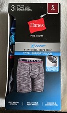 Hanes Long Leg Boxer Briefs X-Temp Total Support Pouch 3-Pack - Size S 28-30