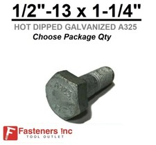 1/2-13 x 1-1/4" Structural Bolt Heavy Hex Cap Screw A325 Galvanized 1/2"-13