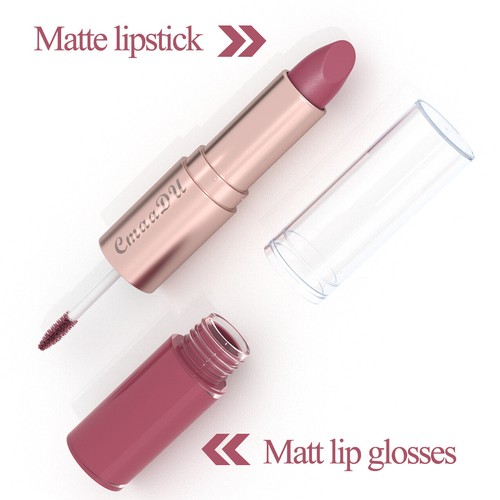 3 Color/Set Sexy Lipstick & Lip Gloss 2 in 1 Lip Tint Lip Stick Makeup for Women - Picture 8 of 13