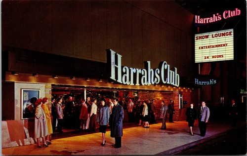 Vtg Reno Nevada NV Harrah's Club Show Lounge 1950s Unused Chrome Postcard
