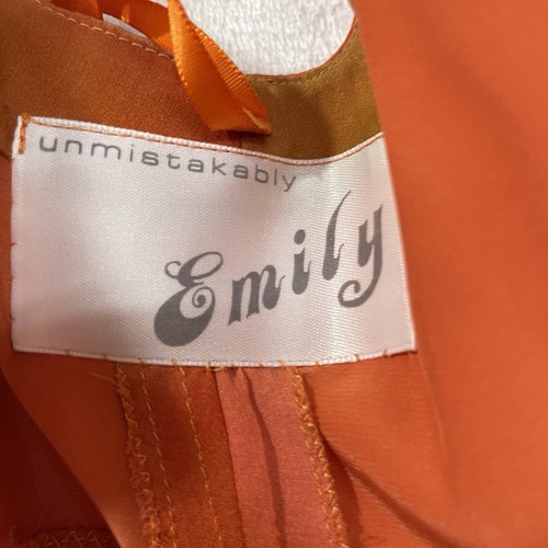 Vintage Midikleid Seide nach Maß XS S Ombré Orange Aquarell V-Ausschnitt Fee - Bild 5 von 12