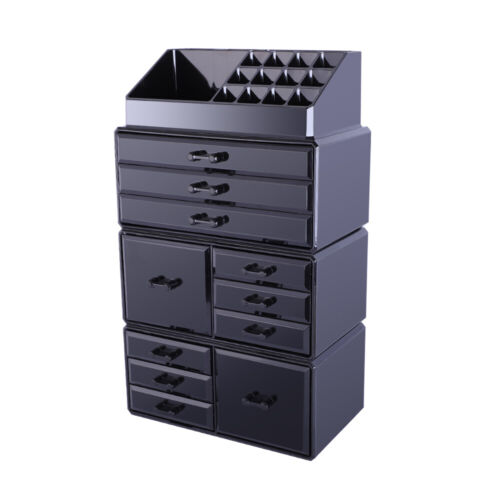 Makeup Organizer Plastic Cosmetic Storage Drawers And Jewelry Display Box Black Makeup Organizer Plastic Cosmetic, Black Makeup Storage Drawers
