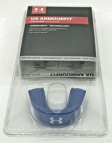 Under Armour UA Armourfit Adult Strapless Mouthguard Blue Men’s Sports Gear - Picture 3 of 3