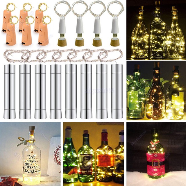 LED Cork with 20 Lights on a Stopper Lamp String Bottle Lights Fairy Solar R8O1