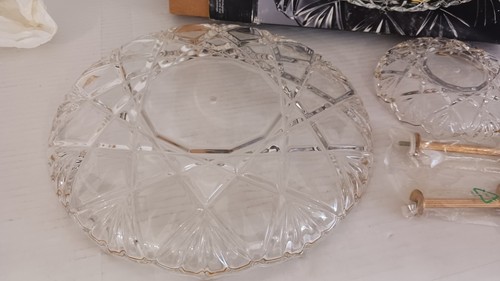 Mikasa Crystal Hampshire 2 Tier Gold Rim Tidbit Server Tray - 9 3/4" FREE SHIP - Picture 5 of 17