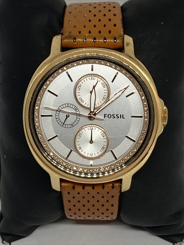 Fossil Chelsey ES3358 Womens Brown Leather Analog Dial Quartz Wrist Watch WFH143 - Picture 2 of 12