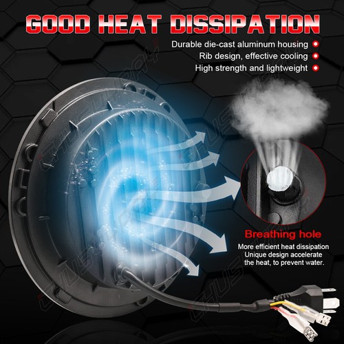 Pair 7inch Round RGB Halo LED Headlights HI/LO For Chevy Chevelle 1971 1972 1973 - Foto 6 di 12