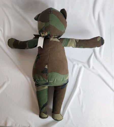 Camo Teddy Bear Button Eyes Military Army Uniform Plush 50% Donated To Charity - Picture 5 of 11