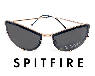 #ad Spitfire BC2 Shark Tooth Women Sunglasses Cat Eye Black Lens Gold Color Frame $18.40