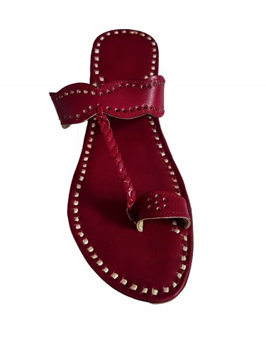 Womens Genuine Red Leather Daily Wear Casual Dress Sandals Slippers Girls Shoe - Picture 5 of 6