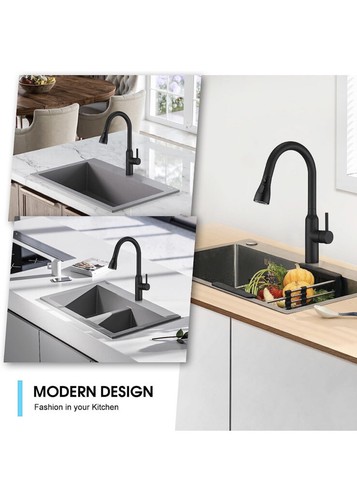 Kitchen Sink Faucet Brushed Nickel Single Handle Swivel Pull Down Sprayer Mixer - Picture 5 of 5