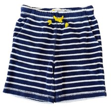 MINI BODEN Toweling Shorts Boys 7 7Y 122cm Blue White Striped Terry Cloth Short
