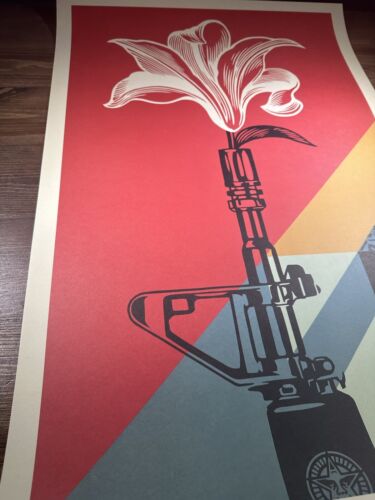 Shepard Fairey Obey Giant “AR-15 Lily” Art Print Poster Signed Lithograph - Picture 11 of 14