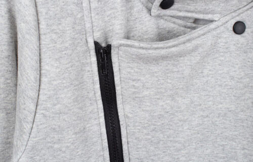 Mens Stylish Unbalanced Hood Zip Up Cardigan Jacket Sweater Jumper Blazer Tops M - Picture 2 of 3