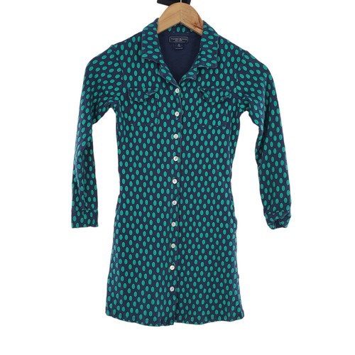 Abito camicia Toobydoo Eliza blu navy e verde testurizzato a pois tg 10 - Foto 1 di 6