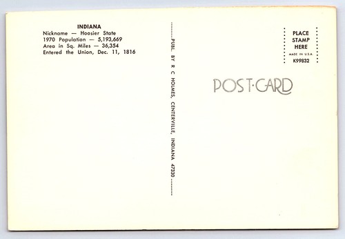 Greetings from Indiana Map the Hoosier State Vintage Postcard CT20 - Picture 2 of 2