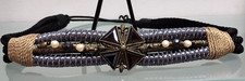 Vintage Couture Black Belt Jeweled Beaded Evening Wear Rope Metals Metallic S 26