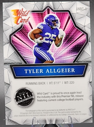 2021 Wild Card Alumination NIL Collegiate Edition Silver Tyler Allgeier Auto PRC - Bild 2 von 2