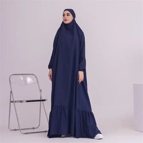 Abito lungo donna islamico sopra la testa musulmano abaya caftano burqa abito caftano Ramadan - Foto 20 di 39