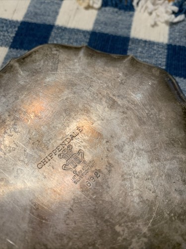 Chippendale International Silver Company Candy/Nut / Picke Dish With Fork 692 - Picture 7 of 9