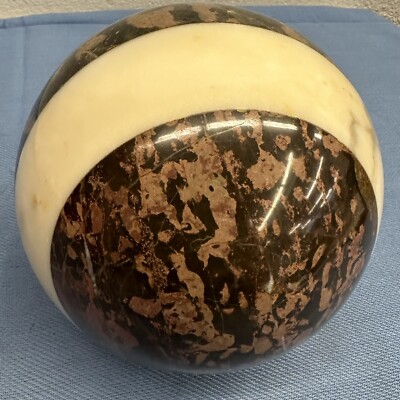 Extra Large 6''Black & White Striped 5-Panel Pattern Marble Globe Sphere Ball.