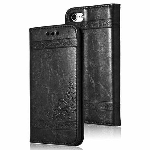 Premium Vintage Druck Leder Flip Case für iPhone X 11 6 6S 7 8 Plus - Bild 59 von 85