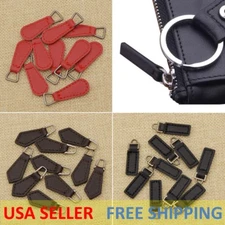 1-5 Pcs PU Leather Zipper Tags Fixer Pull Tab Replacement DIY Wallet Purse Bag