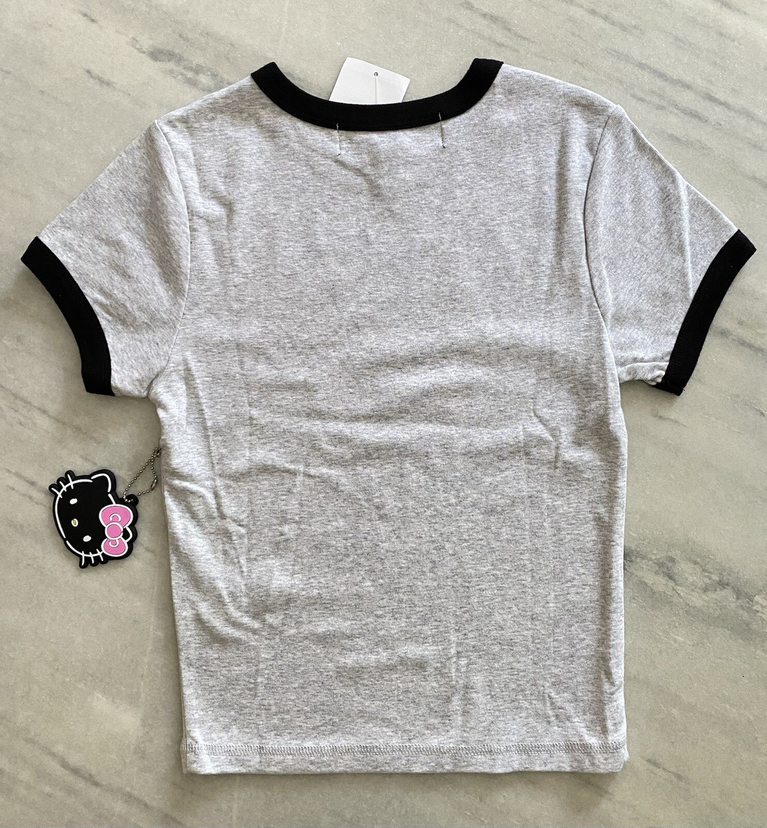♡Croco Kitty♡ Volume Sleeve Sweat Top Moon Logo Ribbed Jersey Cut-Out T-Shirt • Marine Serre