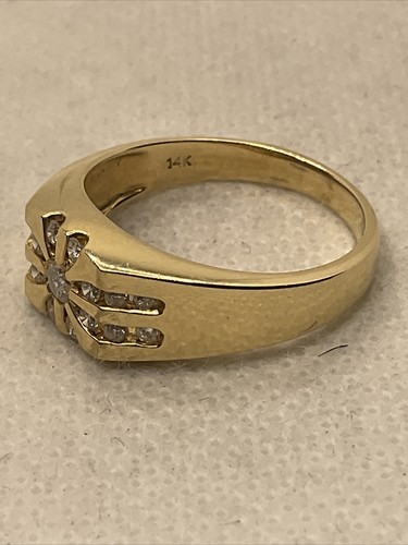 ELEGANT Solid 14K Yellow Gold 0.42TCW Genuine Diamonds MEN’S Band Ring 5.4gr. - Picture 7 of 17