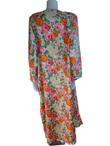 Vintage Mary McFadden Peignoir Set Floral Multicolor Nachthemd Morgenmantel Petite - Bild 3 von 12