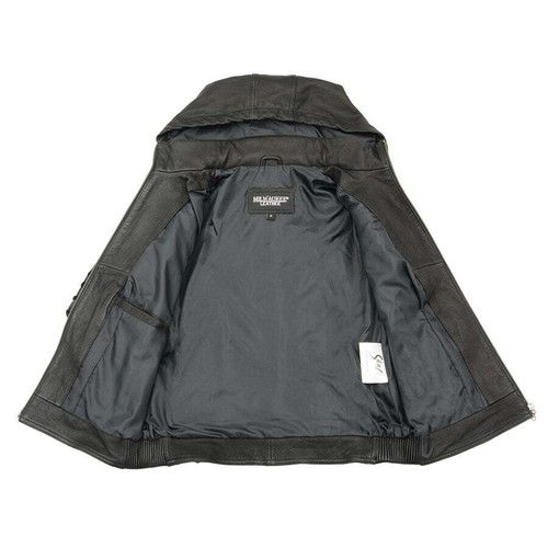 Chaqueta informal de cuero Milwaukee SFL2865 para mujer estilo buceo moda con capucha - Imagen 8 de 13