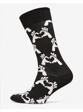 HAPPY SOCKS MENS COMBED COTTON SOCKS LOVE SYMBOL BLACK WHITE REG SIZE 8-12 NWT