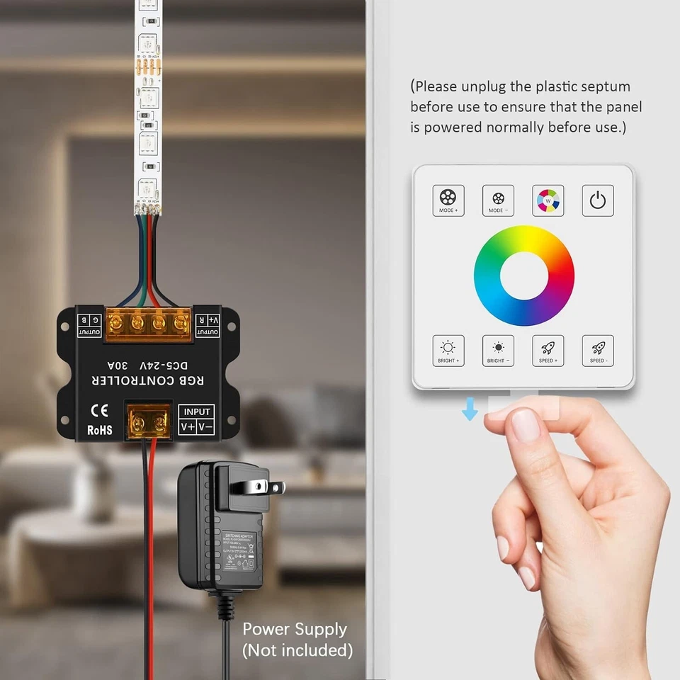RGB LED Strip Controller RF Wireless Remote Control 5050 3528 Touch Panel Dimmer - Image 2 of 4
