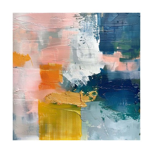 ölgemälde abstrakt auf leinwand modern wanddeko blau und rosa handgemalt - Bild 1 von 9