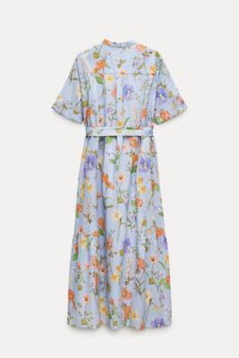 ZARA NEW SS24 FLORAL PRINT DRESS ZW COLLECTION BLUE | 2183