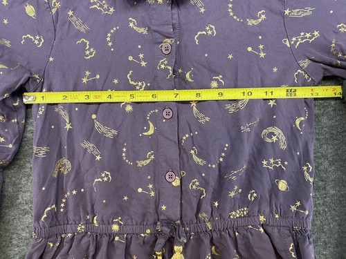 Boden Girls Shirt Dress Size 8-9 Youth Moon Stars Space Purple Gold Bow Tassels - Picture 9 of 17