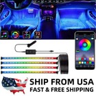 4X Rgb 72Led Car Interior Light Rgb Atmosphere Light Strip Bluetooth App Control